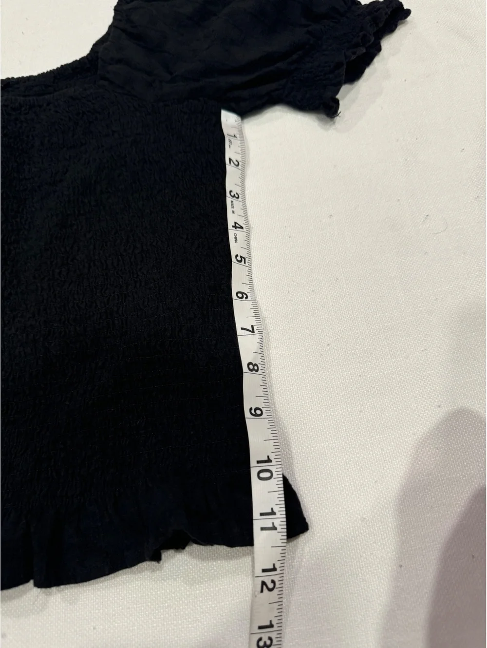 Madewell Lucie Puff-Sleeve Smocked Bodice Top Black Small
